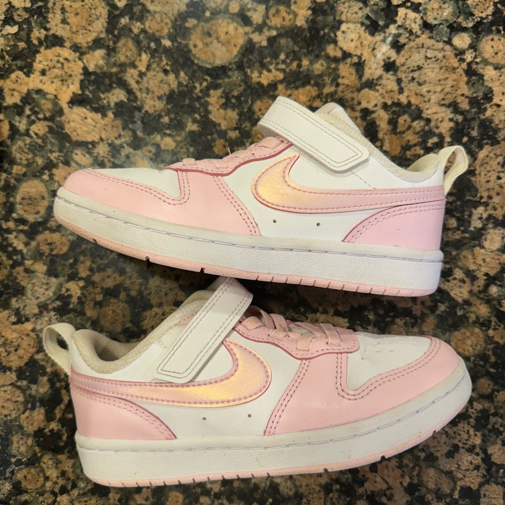 Nike Kids Light Pink and Iridescent Sneakers